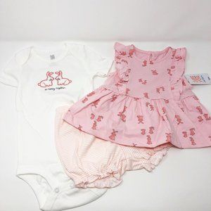 NWT 18Mo Infant Baby Girl 3Pc Set Bunny ~So Happy‎ Together~ Just One You